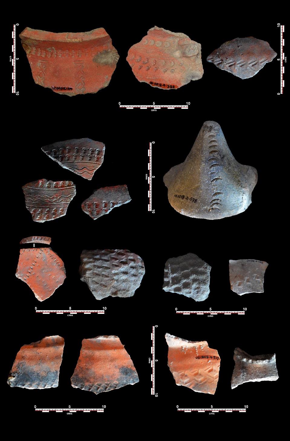 Stamped and incised high-fired ceramics from 17th and 18th century deposits at Jesuit House. Source: Tiauzon.